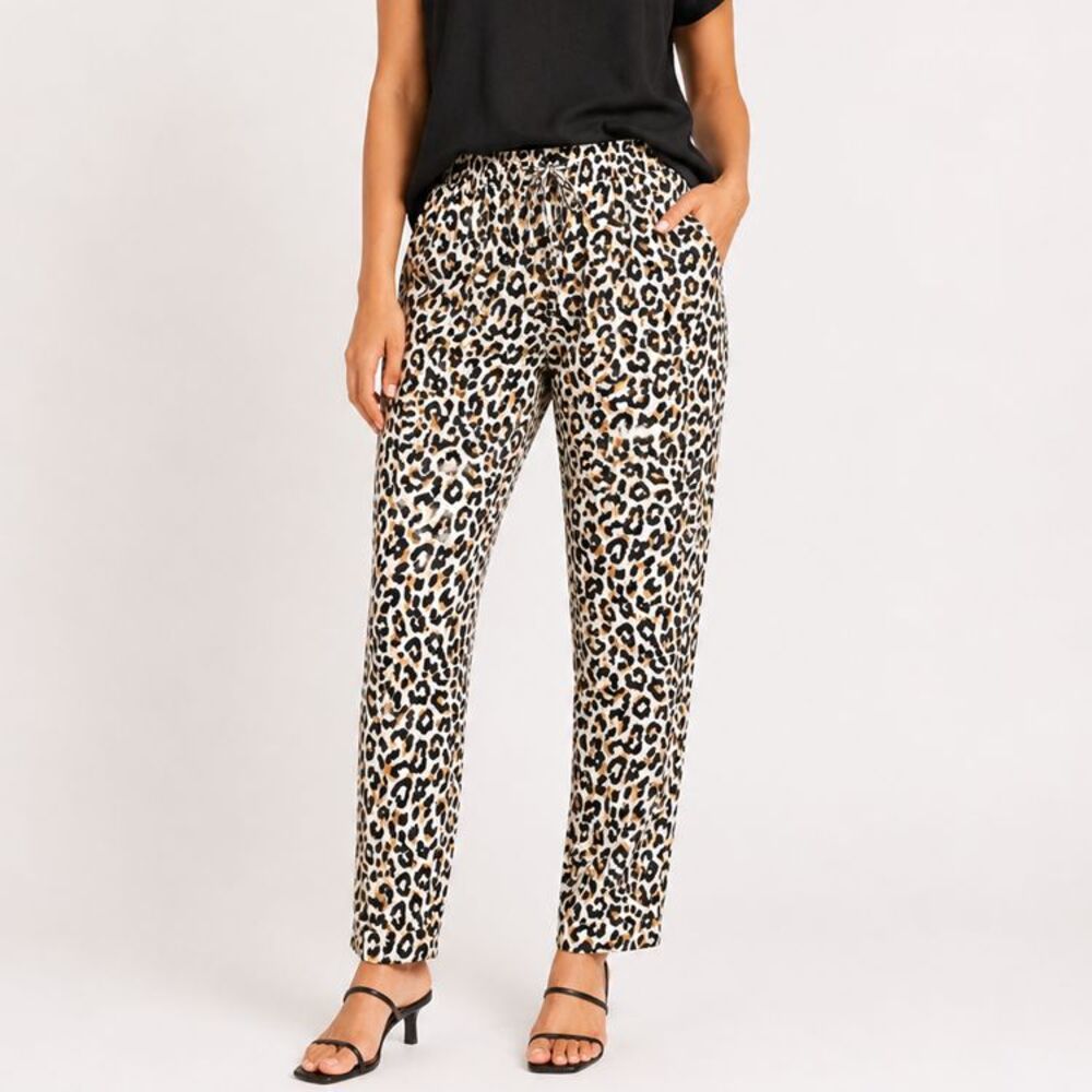 J.Crew Linen Cotton Leopard Print Pants Women's Sz 4 Tapered Ankle Cuffed Office